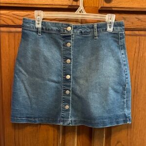 Celebrity Pink Blue distressed  Button-Up Mini Skirt size M